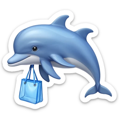 dolphin with nilon bag sticker