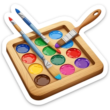paintbrush and palette crossed together emoji sticker