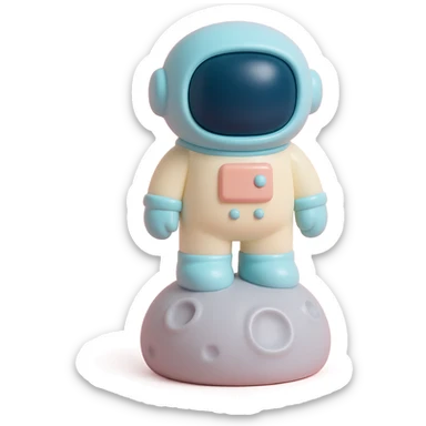 astronaut standing on the moon with visible lunar surface details sticker