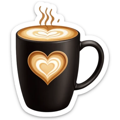 Coffee latte art in a black mug sticker
