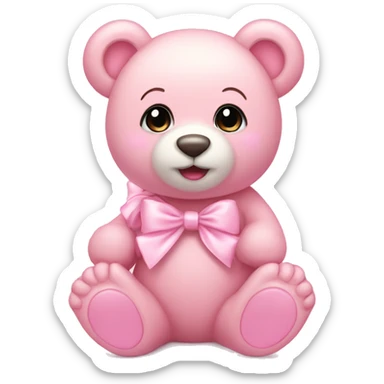 Baby pink bear with light pink bows sticker