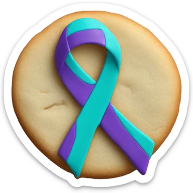 Purple teal Suicide awareness ribbon, heart cookie sticker