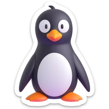 Change the blue color of the penguin to black, keeping the 3D Microsoft style fluent emoji look and all other features the same. Preserve the transparent background. sticker
