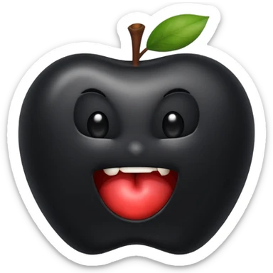 emoji of a black apple with a bite on the right sticker