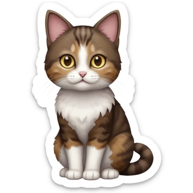 full body small short hair dark brown and white cat with hazel eyes sticker