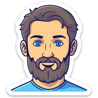 Bearded man with blue eyes sticker