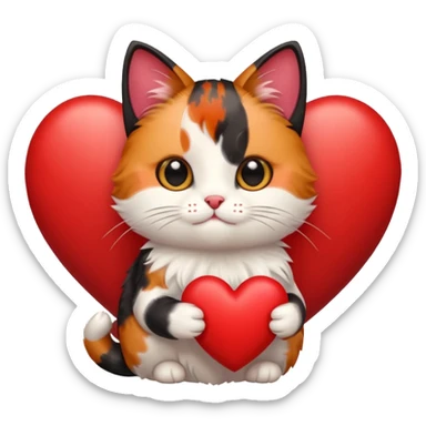 Cute cat holding a heart sticker