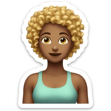 Curly headed girl going to gym sticker