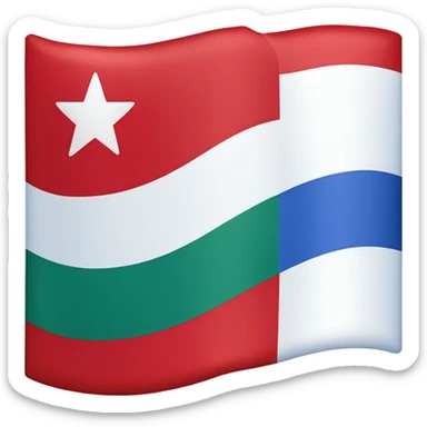 a flag with a distinctive design, featuring three horizontal stripes and a triangular section in the lower left corner. The top stripe is red, the middle stripe is green, and the lower left triangular section is blue, adorned with a white star. sticker