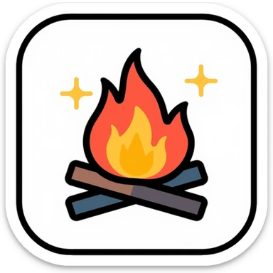 campfire with social elements, app icon sticker