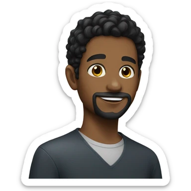 boy with wavy black hair and some facial hair sticker