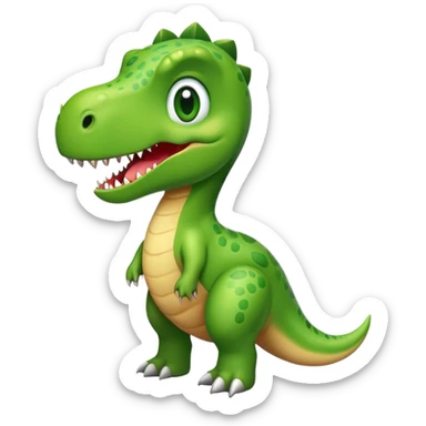crea un dinosaurio alegre con caracteristicas amigables sticker