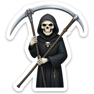 Grim reaper with scythe, skull face, death personified sticker