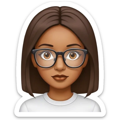 Afrolatina with square thick rimmed glasses and thin straight hair sticker