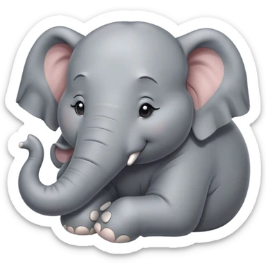 Meme-Worthy Cute Sleeping Elephant Portrait Emoji, Head resting peacefully with a contented smile, showcasing a massive, gentle build and a luxuriously soft gray hide, eyes shut in a serene, restful nap, Simplified yet hilariously adorable features, highly detailed, glowing with a soft, drowsy light, high shine, relaxed and utterly lovable, stylized with an air of playful laziness, bright and heartwarming, soft glowing outline, capturing the essence of a comically sleepy elephant, so meme-worthy it feels like it could instantly become the next viral sensation of adorable slumber! sticker