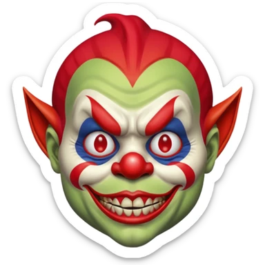 I want just one head but to be the combination of these three emojis 🤡👺👹 sticker