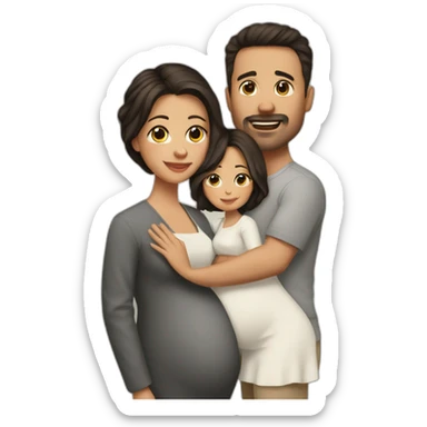 Husband (no mustache, no beard) and pregnant wife have dark brown haircut sticker