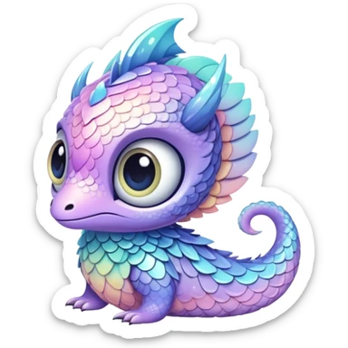 Pastel Randomly-colored sparkly exotic Fakémon-creature sticker