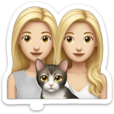 Blond white girl with 2 cats  one brown and one black sticker