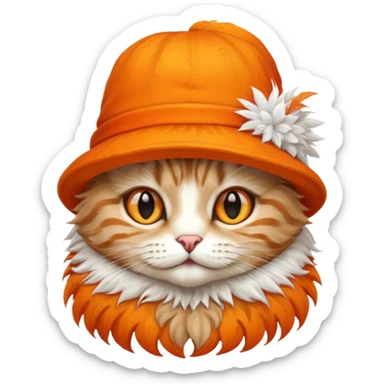 cat with orange feathered hats sticker