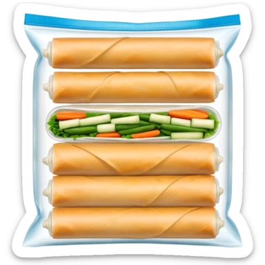 I'd like a freezer zipper bag containing 10 raw spring rolls sticker