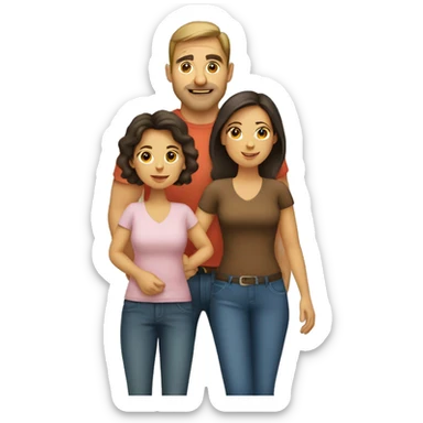 Caucasian dad, Hispanic mom, Hispanic daughter sticker