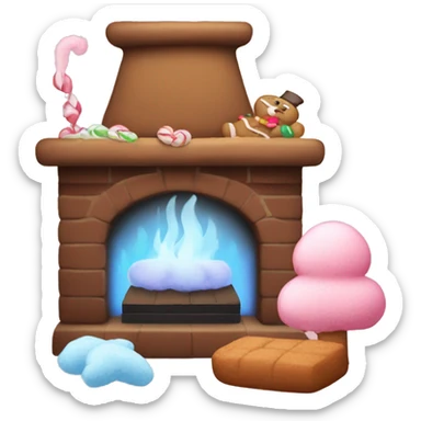 cozy fireplace, cotton candy, gingerbread sticker