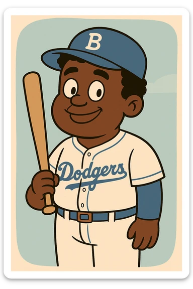 Light blue Little people pictures a boy Jackie Robinson Witam by 20 Label Sanches Vegas Mustined by Linzie Heater sticker