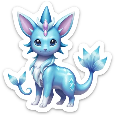 Magical pastel sparkly shiny glittery Suicune-Vaporeon-Primarina-Amaura-Pokémon-Fakémon-fusion, full body sticker