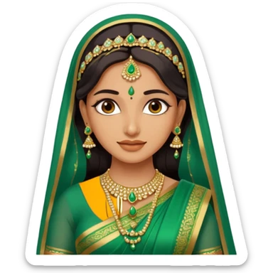 Indian bride in green saree sticker
