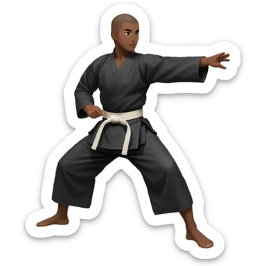 An icon depicting an aikido fighter in a black gi, executing a graceful throw in a martial arts dojo. The background features traditional wooden floors, tatami mats, and a serene atmosphere with soft lighting. The focus is on the fighter's precise technique and fluid movement. Transparent background sticker