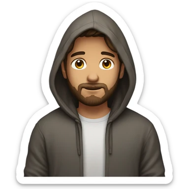 Handsome man with brown hairs and 3 days beard wearing a hoodie as he is praying sticker