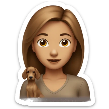 light Girl with brown haie with dog sticker