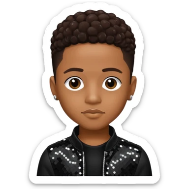 Lil Fizz from B2K with dark brown hair, black sequin outfit sticker