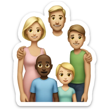White Family with 3 kids eldest boy 1 girl 1 infant girl sticker