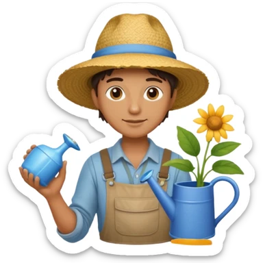 gardener holding watering pot sticker
