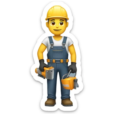 male construction worker holding welders sticker