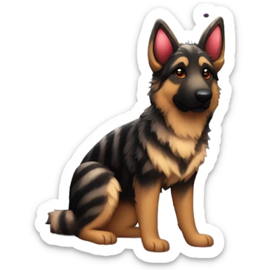 Bokeh Midnight constellation night stars Brindled striped brindle black German shepherd fox carrying glowing red lantern, fairy lights, rose flower crown, bokeh lights, out of focus blur sticker