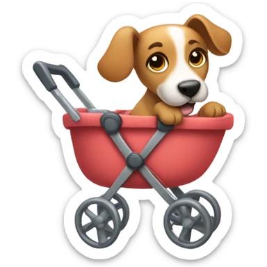 dog in a stroller sticker