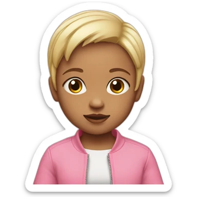 Baby girl with pink jacket short blonde hair sticker