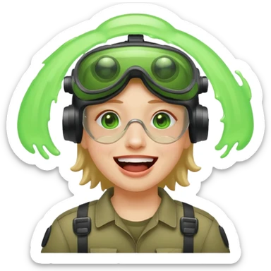 laughing crying face with night vision goggles on sticker