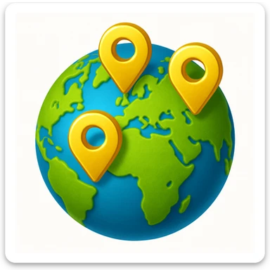 Сгенерируй мне планету на которой стоят геометки, они как будто из золота. В стиле детализированного емодзи, на белом фоне. sticker