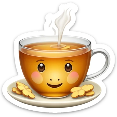 cup of tea with ginger root sticker