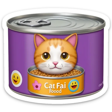 create a can of catfood (make the cat cute) emoji sticker