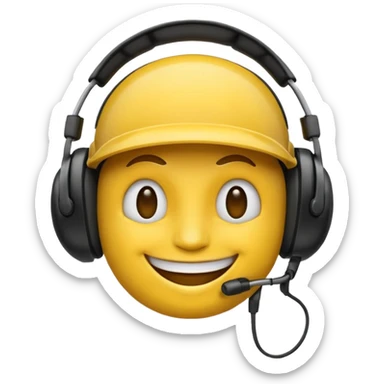 un emoji qui écoute de la musique avec un casque avec un léger sourire sticker