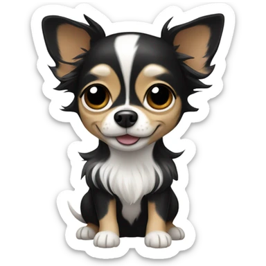 Chihuahua black and white long hair sticker