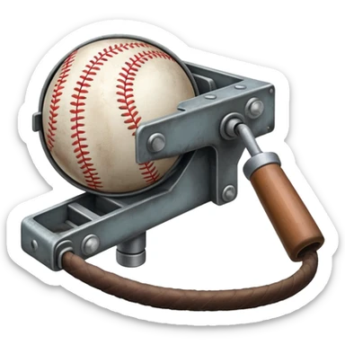 Belt-fed baseball launching device sticker