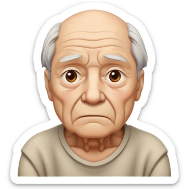 sad elderly man with wrinkles and drooping shoulders looking melancholic sticker