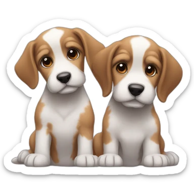 Puppies facing each other schnauzer and beagle sticker