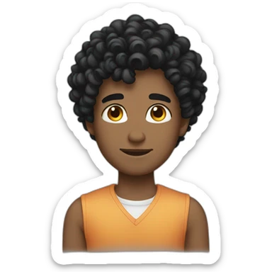 A gay a black hair curly  sticker